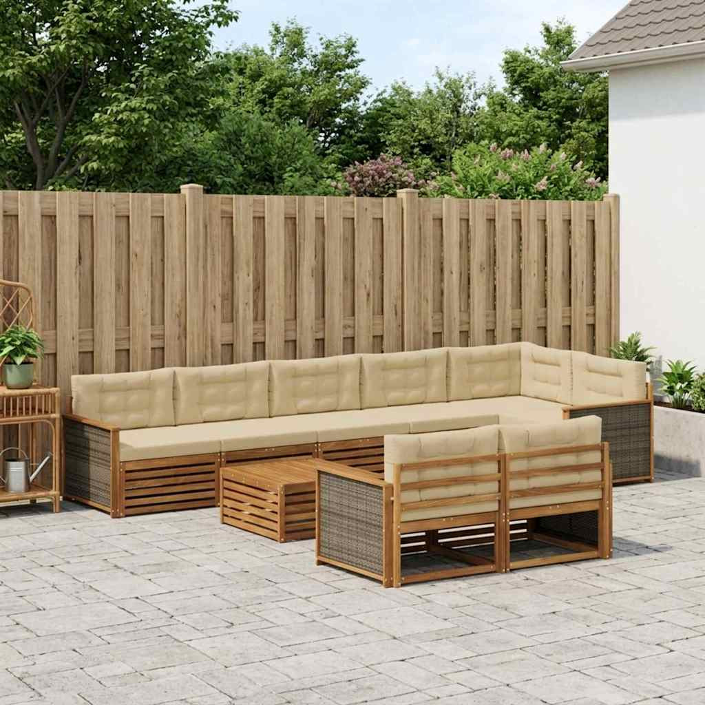 vidaXL Outdoor-Sofagarnitur mit Kissen 9 pcs