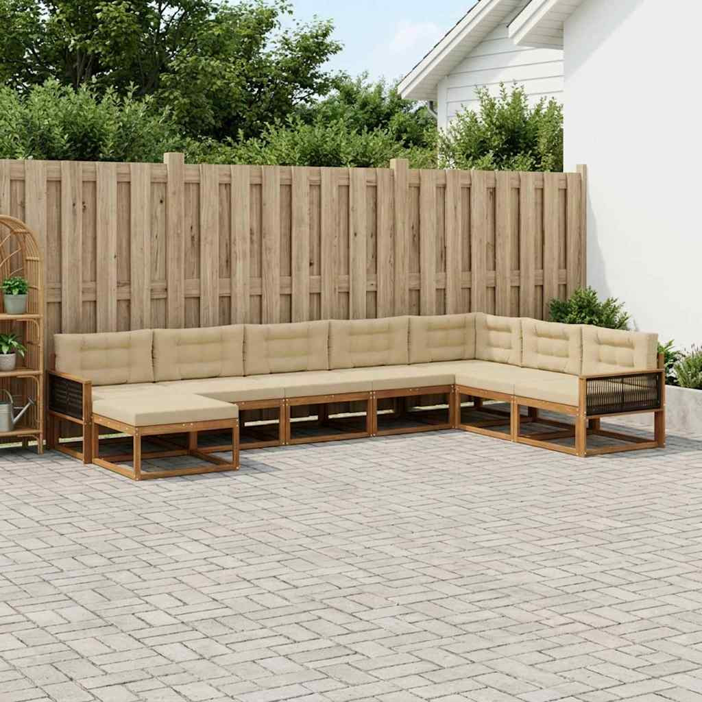 vidaXL Outdoor-Sofagarnitur mit Kissen 8 pcs Natur und Beige