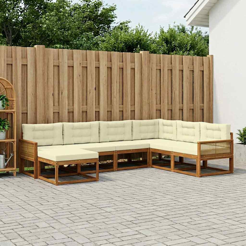 vidaXL Outdoor-Sofagarnitur mit Kissen 8 pcs Natur und Creme