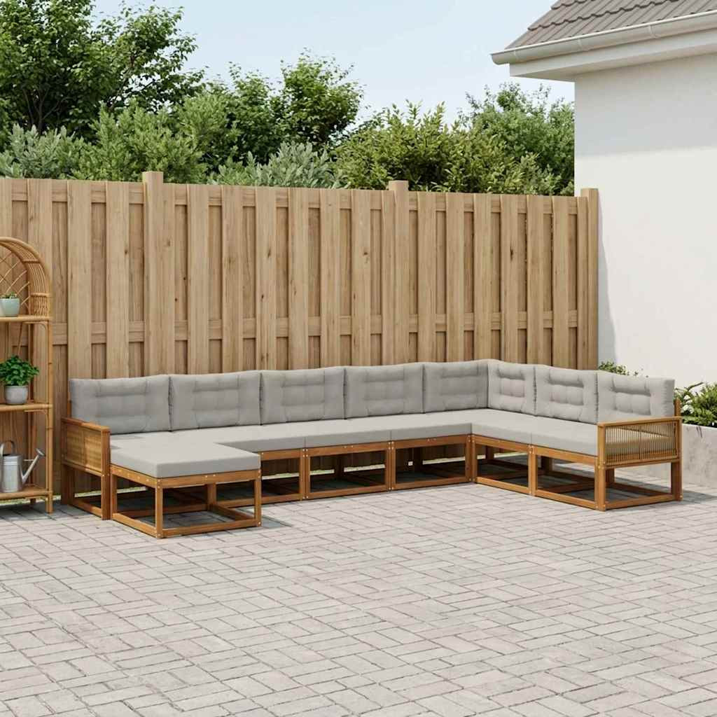 vidaXL Outdoor-Sofagarnitur mit Kissen 8 pcs Natürlich und Hellgrau