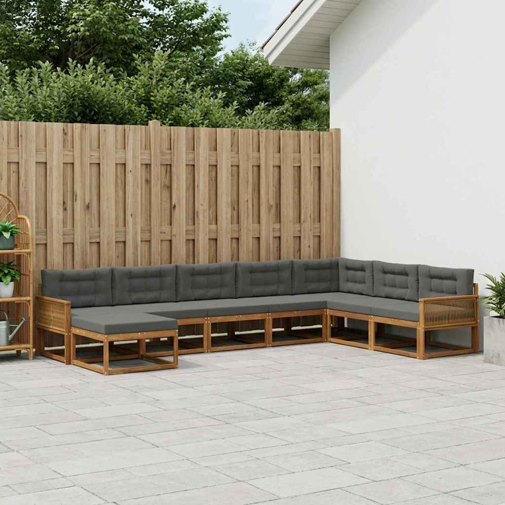 vidaXL Outdoor-Sofagarnitur mit Kissen 8 pcs Natur und Anthrazit