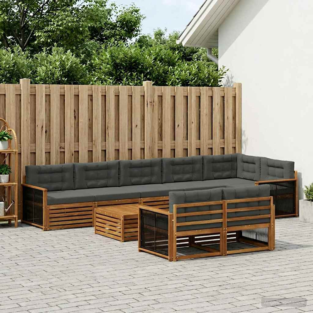 vidaXL Outdoor-Sofagarnitur mit Kissen 9 pcs