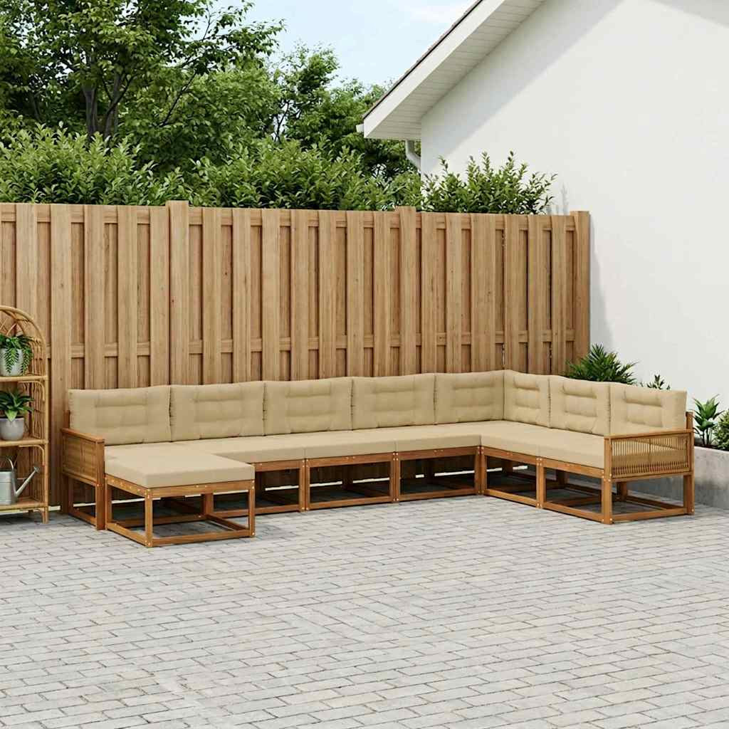 vidaXL Outdoor-Sofagarnitur mit Kissen 8 pcs Natur und Beige