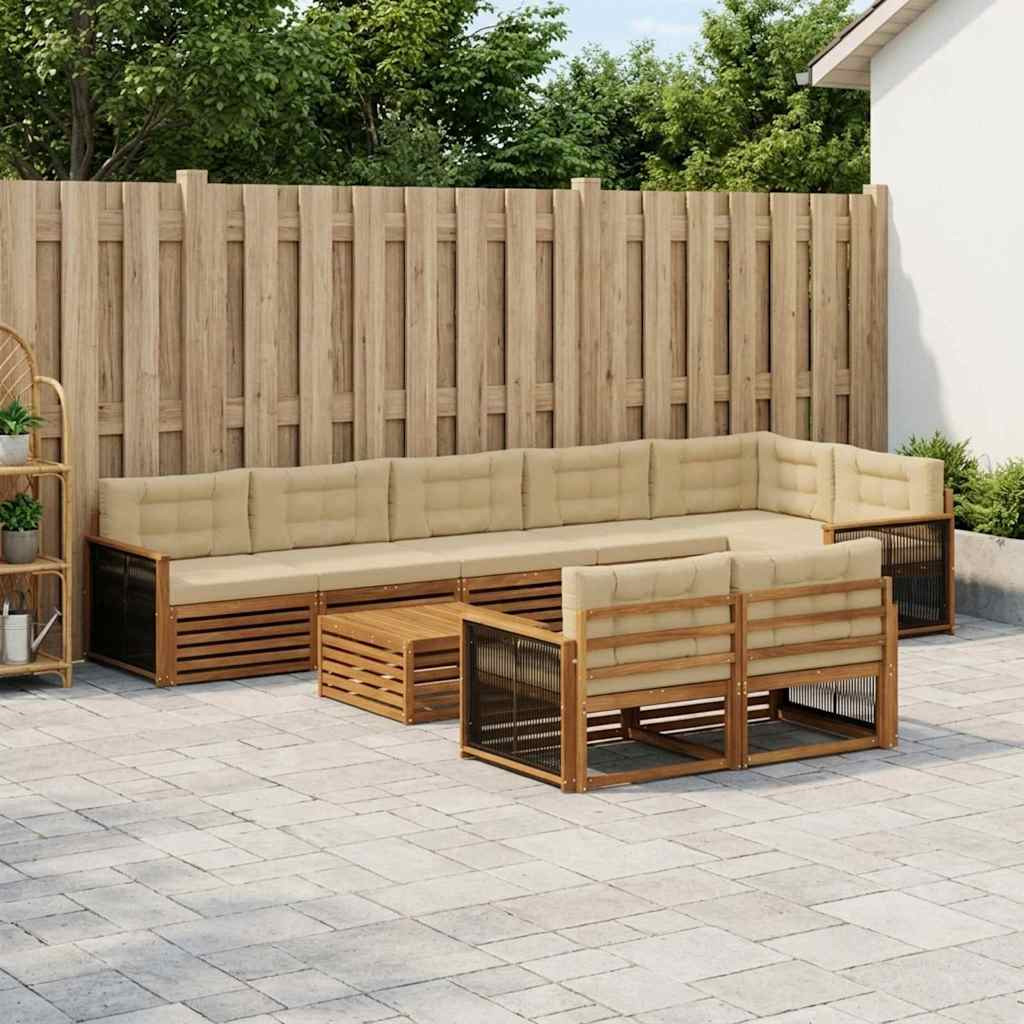 vidaXL Outdoor-Sofagarnitur mit Kissen 9 pcs
