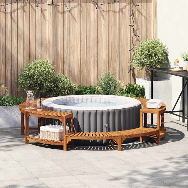 vidaXL Whirlpool-Umrandung Braun Ø255 x 55,5 cm Massivholz Akazie
