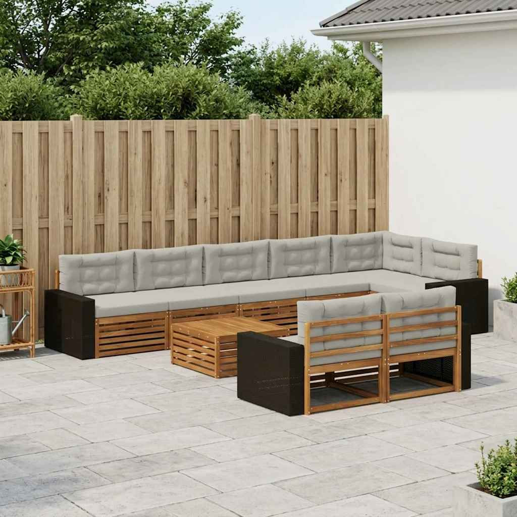 vidaXL Outdoor-Sofagarnitur mit Kissen 9 pcs