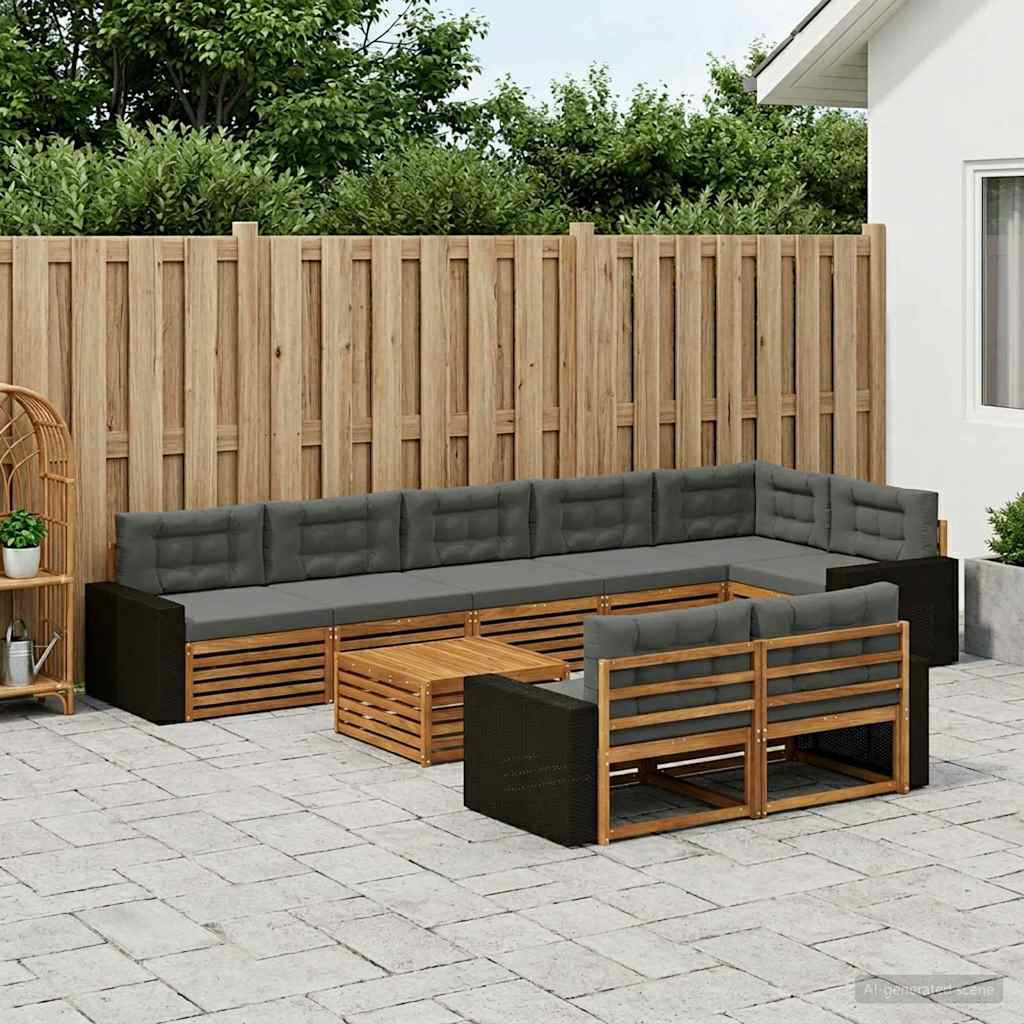 vidaXL Outdoor-Sofagarnitur mit Kissen 9 pcs