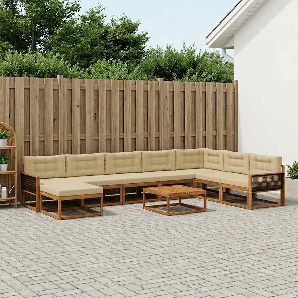 vidaXL Outdoor-Sofagarnitur mit Kissen 9 pcs Natur und Beige