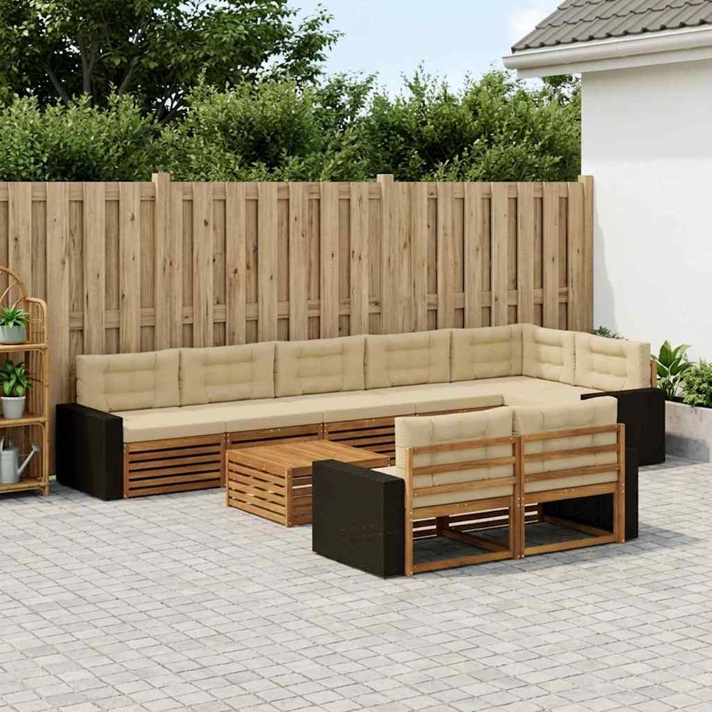 vidaXL Outdoor-Sofagarnitur mit Kissen 9 pcs