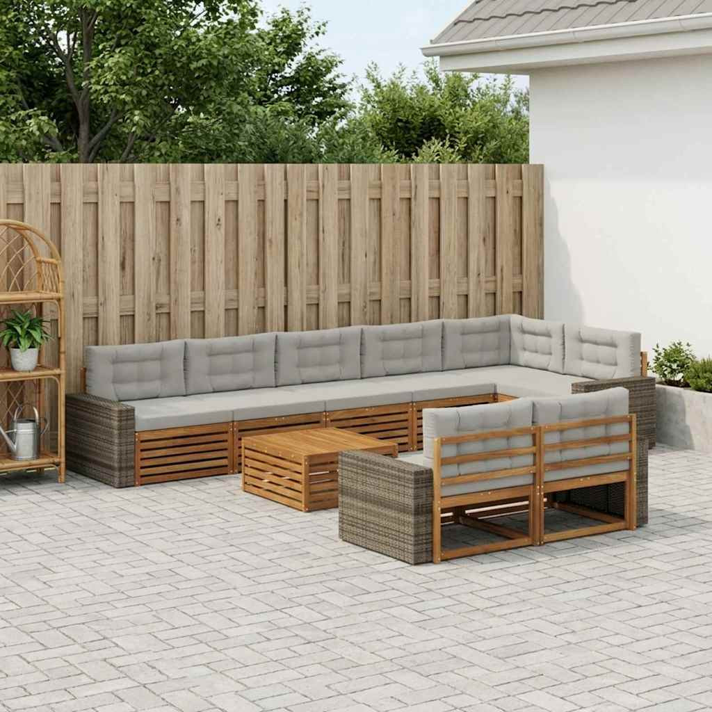 vidaXL Outdoor-Sofagarnitur mit Kissen 9 pcs