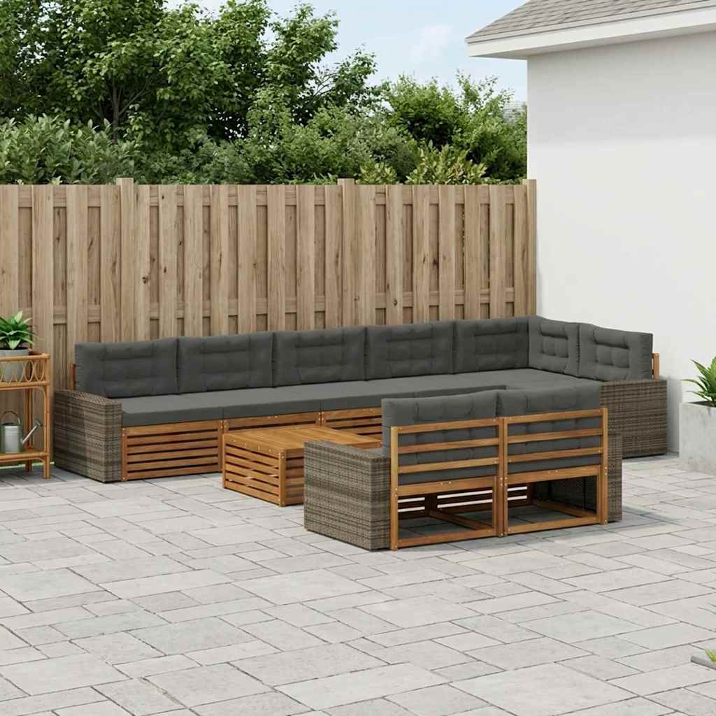 vidaXL Outdoor-Sofagarnitur mit Kissen 9 pcs