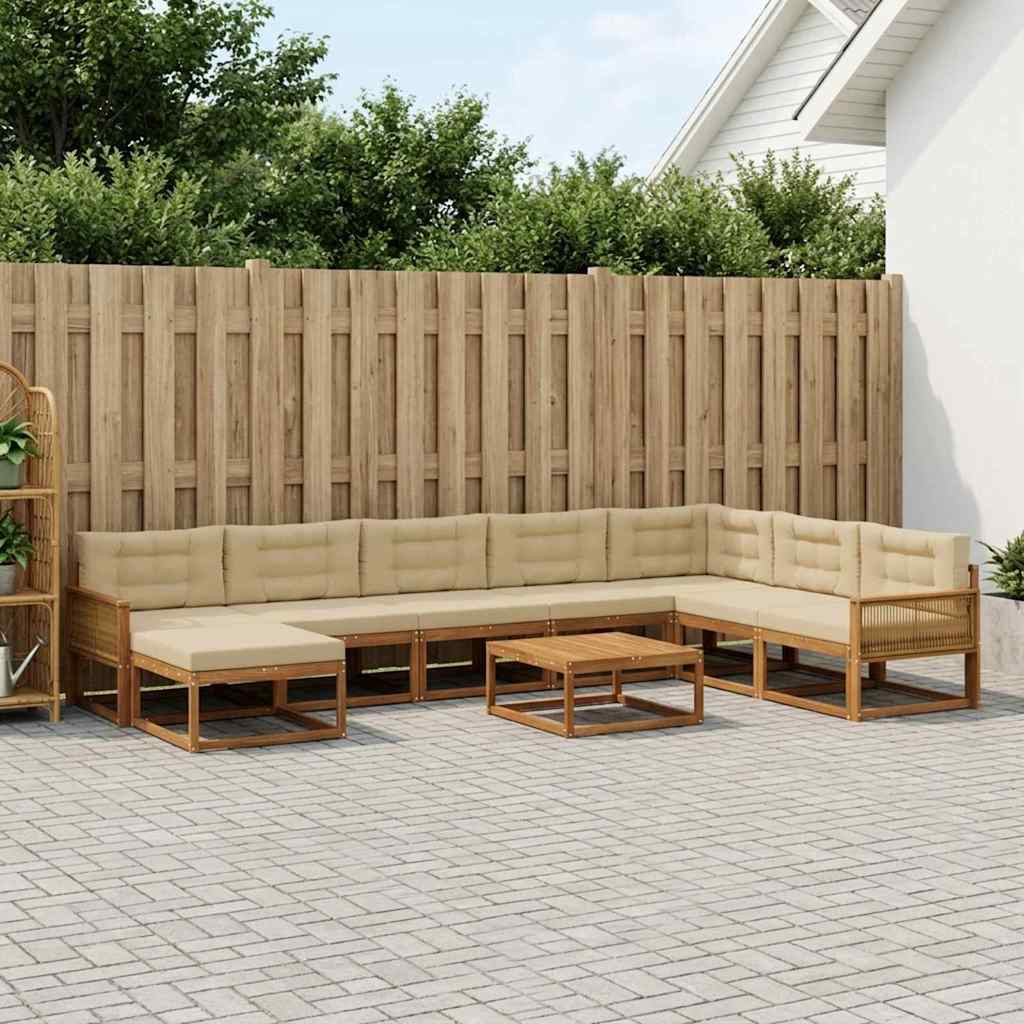vidaXL Outdoor-Sofagarnitur mit Kissen 9 pcs Natur und Beige