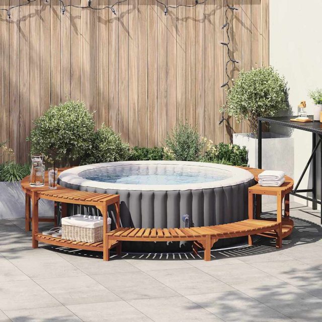 vidaXL Whirlpool-Umrandung Braun Ø275 x 55,5 cm Massivholz Akazie