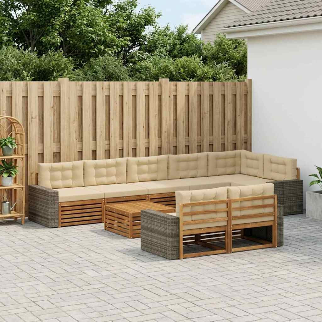 vidaXL Outdoor-Sofagarnitur mit Kissen 9 pcs