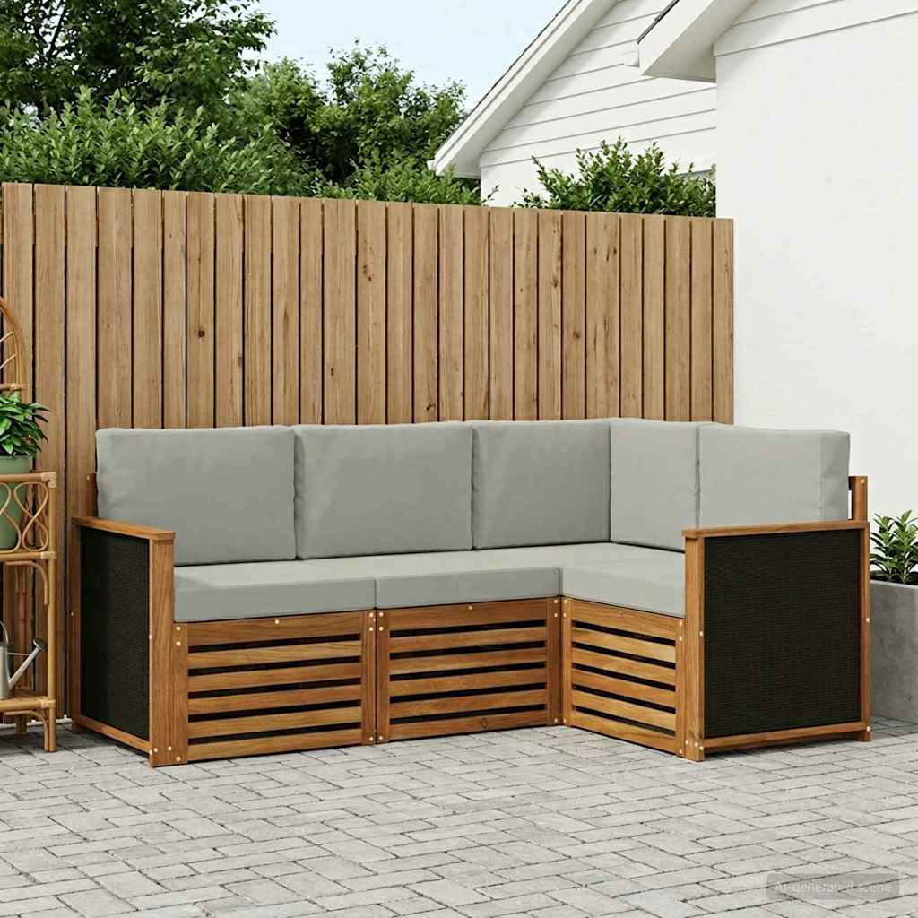 vidaXL Sofagarnituren mit Kissen 4 pcs Massivholz Akazie