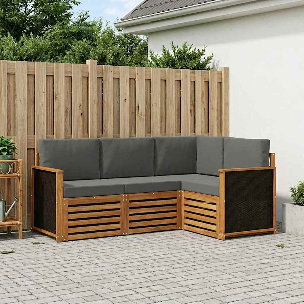 vidaXL Sofagarnituren mit Kissen 4 pcs Massivholz Akazie
