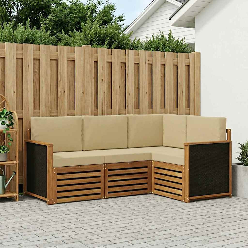 vidaXL Sofagarnituren mit Kissen 4 pcs Massivholz Akazie