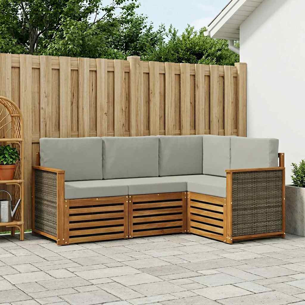 vidaXL Sofagarnituren mit Kissen 4 pcs Massivholz Akazie