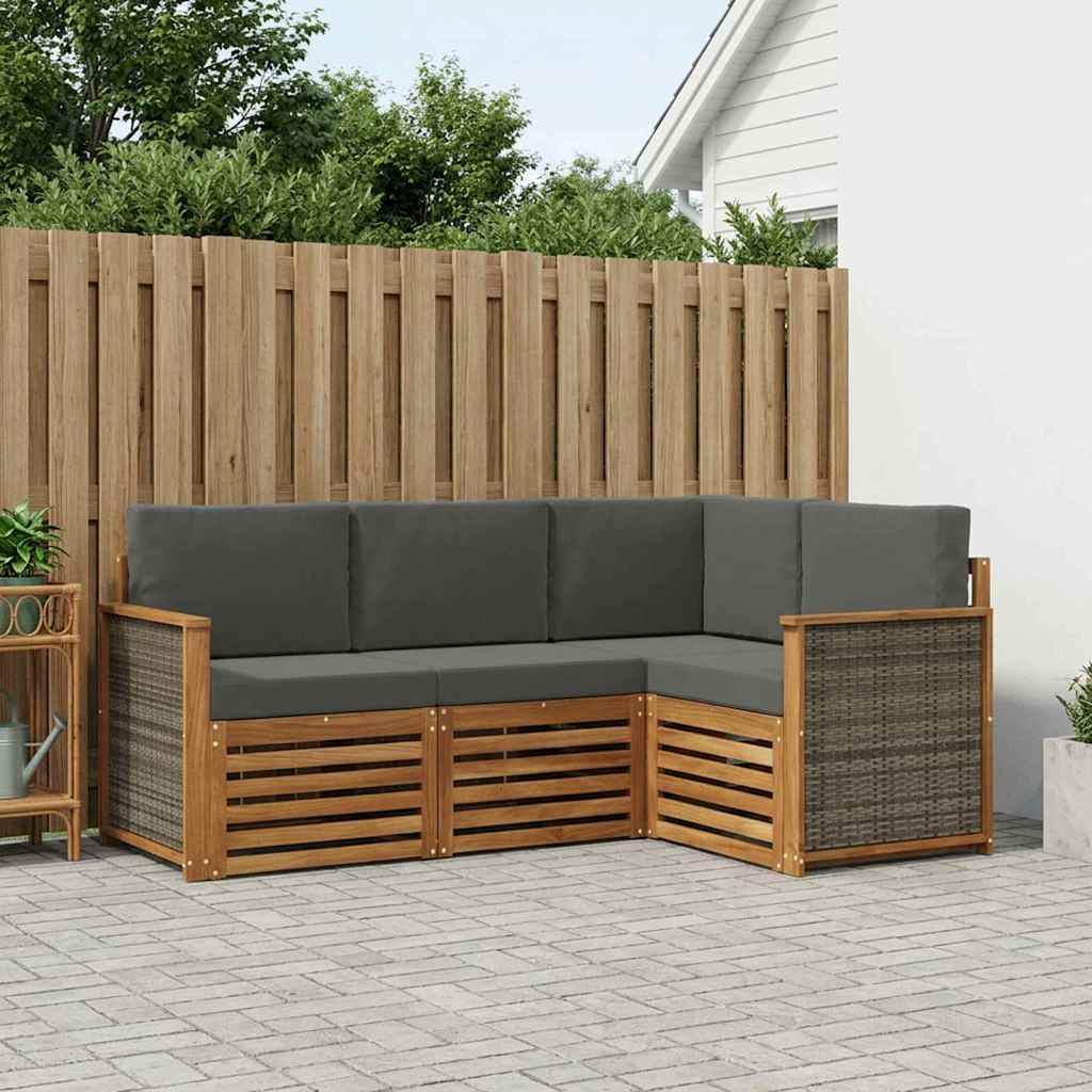 vidaXL Sofagarnituren mit Kissen 4 pcs Massivholz Akazie
