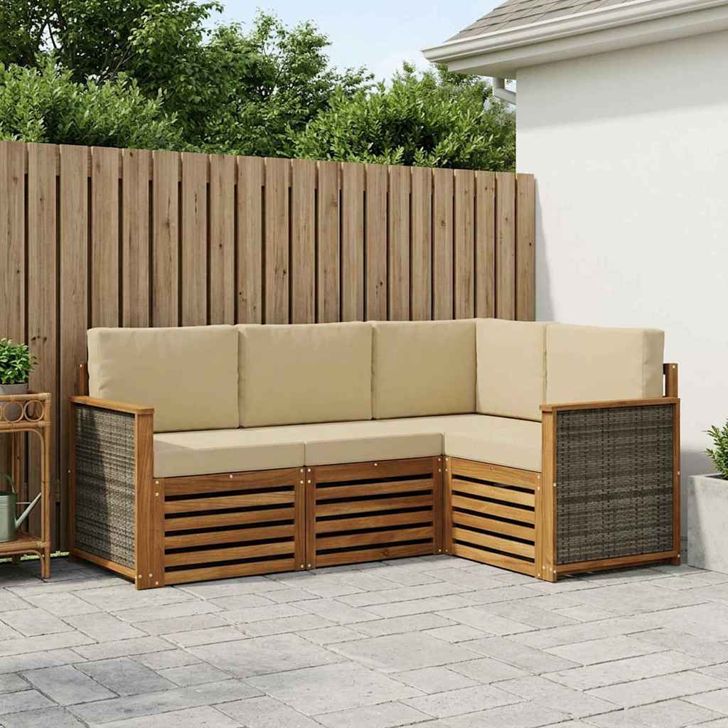vidaXL Sofagarnituren mit Kissen 4 pcs Massivholz Akazie