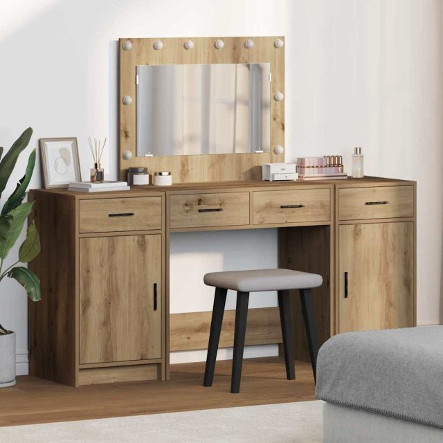 vidaXL Schminktisch 3 pcs Braun 78,5 x 41 x 135 cm Holzwerkstoff