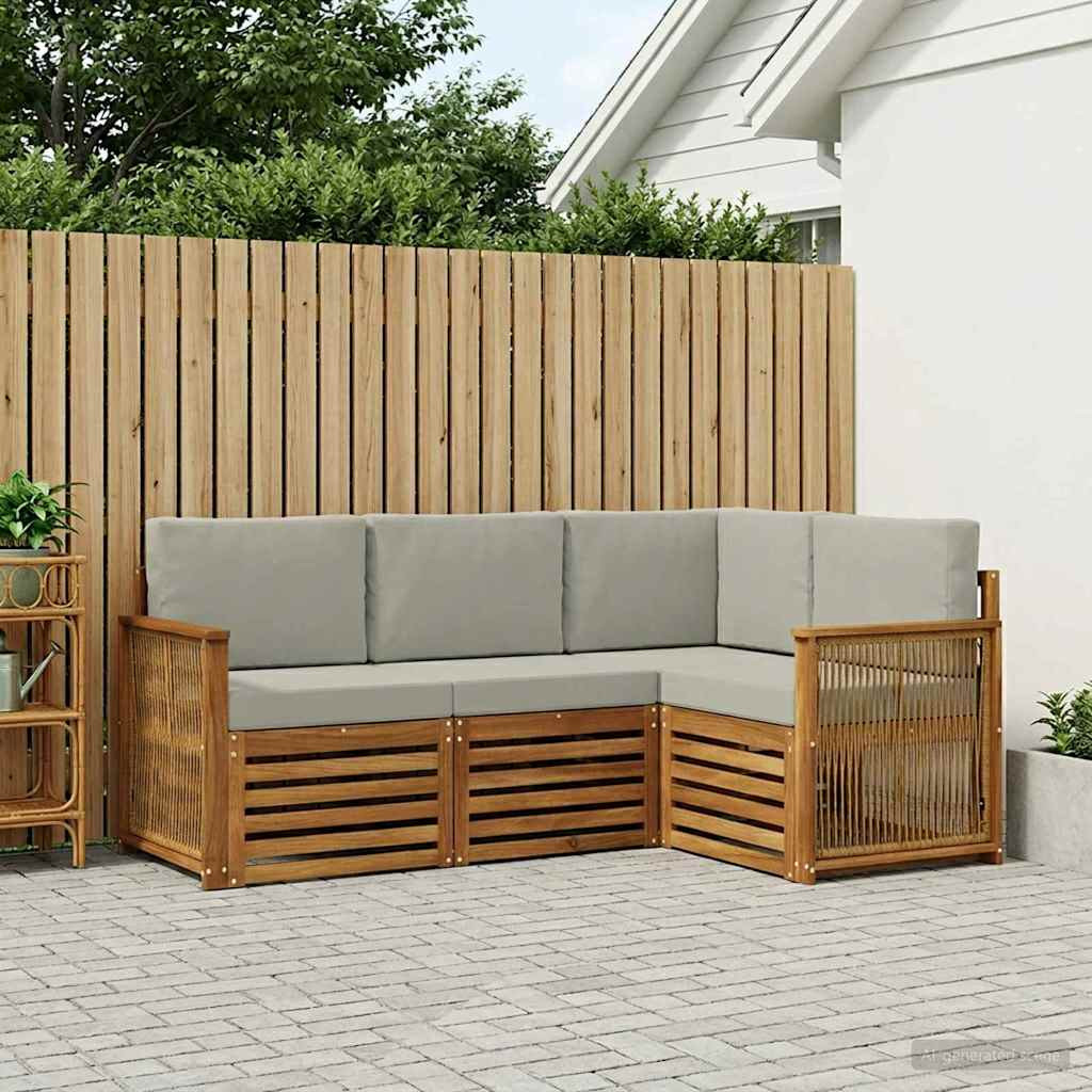 vidaXL Sofagarnituren mit Kissen 4 pcs Massivholz Akazie