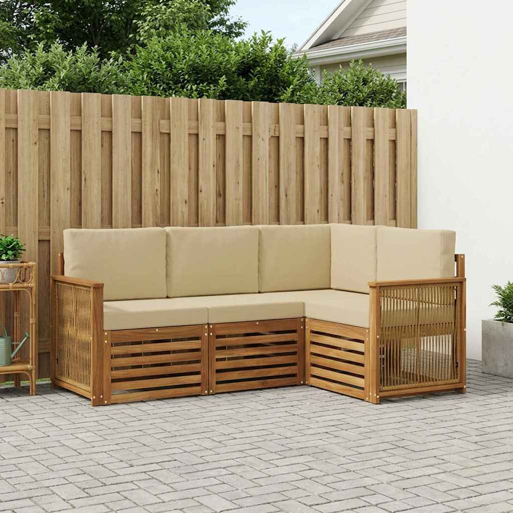 vidaXL Sofagarnituren mit Kissen 4 pcs Massivholz Akazie