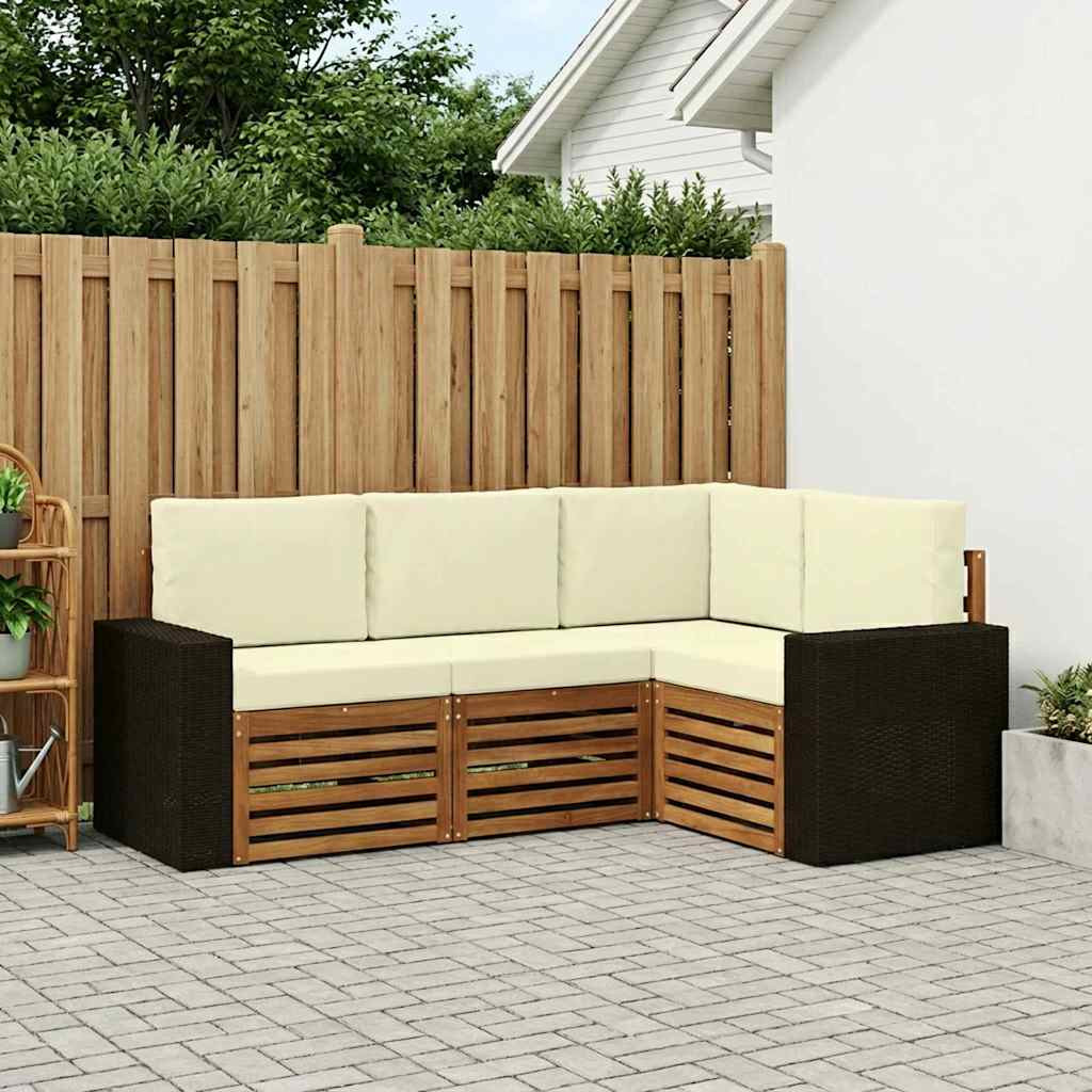 vidaXL Sofagarnituren mit Kissen 4 pcs Massivholz Akazie