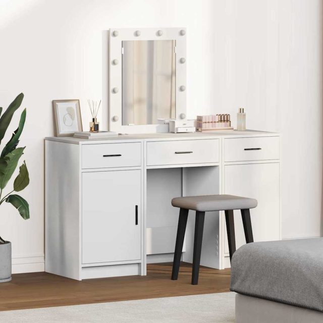 vidaXL Schminktisch mit Schubladen Weiß 50 x 41 x 135 cm Holzwerkstoff