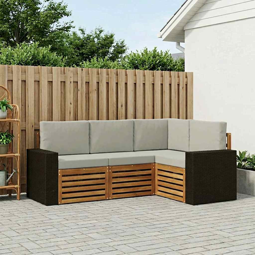 vidaXL Sofagarnituren mit Kissen 4 pcs Massivholz Akazie