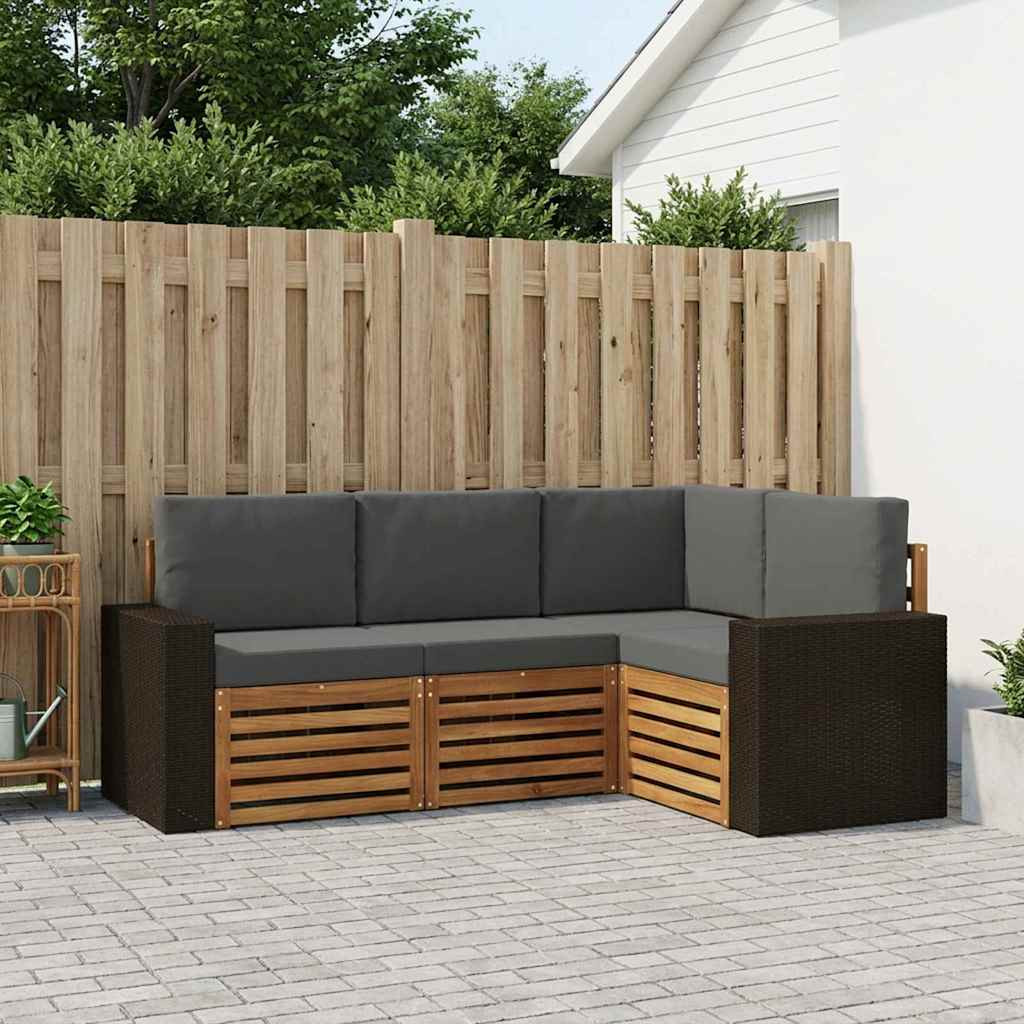vidaXL Sofagarnituren mit Kissen 4 pcs Massivholz Akazie