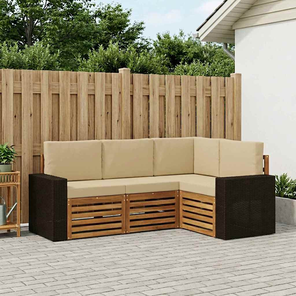 vidaXL Sofagarnituren mit Kissen 4 pcs Massivholz Akazie