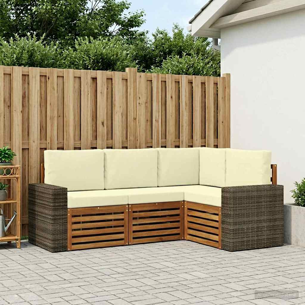 vidaXL Sofagarnituren mit Kissen 4 pcs Massivholz Akazie