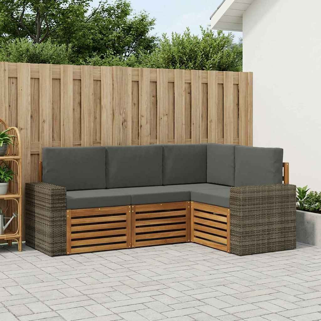 vidaXL Sofagarnituren mit Kissen 4 pcs Massivholz Akazie