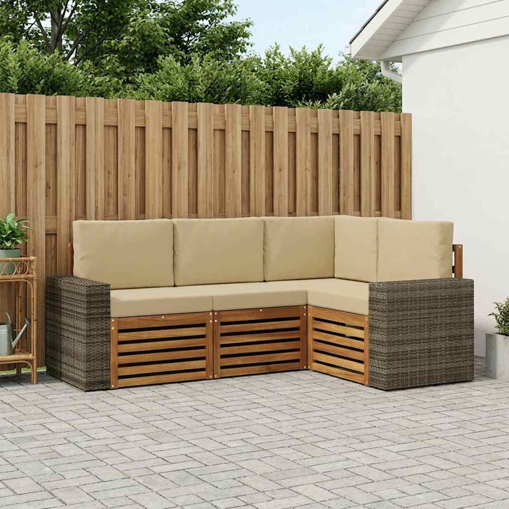 vidaXL Sofagarnituren mit Kissen 4 pcs Massivholz Akazie