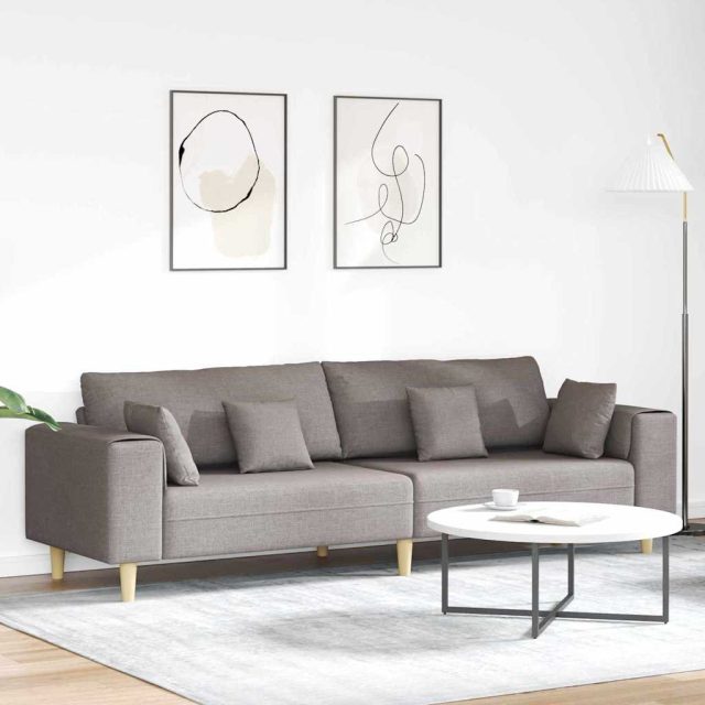 vidaXL Sofa mit Kissen Taupe 250 x 77 x 76 cm Stoff