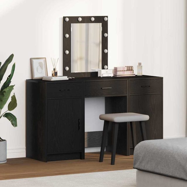 vidaXL Schminktisch mit Tür Schwarz 50 x 41 x 135 cm Holzwerkstoff