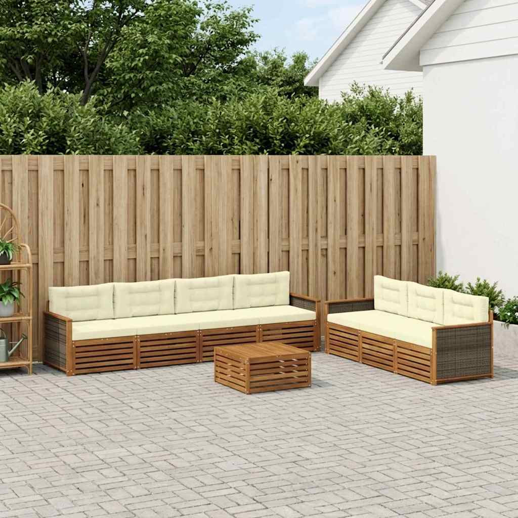 vidaXL Outdoor-Sofagarnitur mit Kissen 8 pcs Natur und Creme
