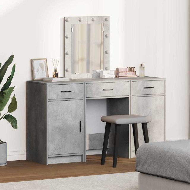 vidaXL Schminktisch mit Schubladen Grau 50 x 41 x 135 cm Holzwerkstoff