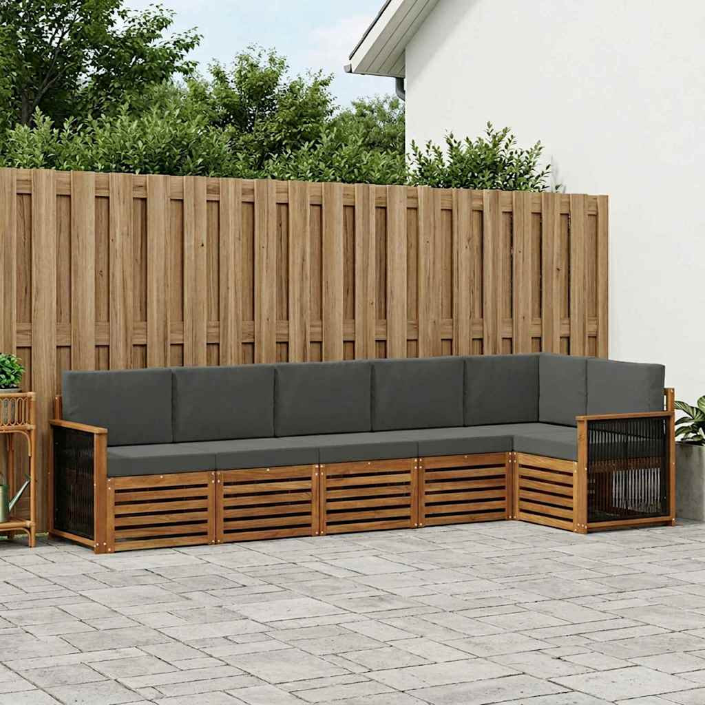 vidaXL Ecksofa Set mit Kissen 5 pcs Natur und Anthrazit