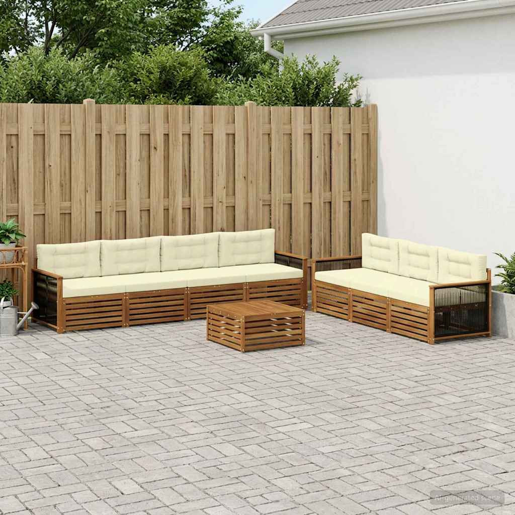 vidaXL Outdoor-Sofagarnitur mit Kissen 8 pcs Natur und Creme