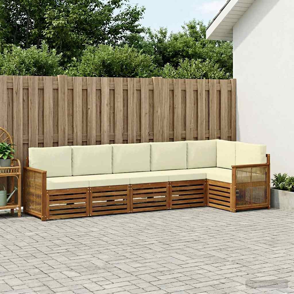 vidaXL Ecksofa Set mit Kissen 5 pcs Natur und Creme