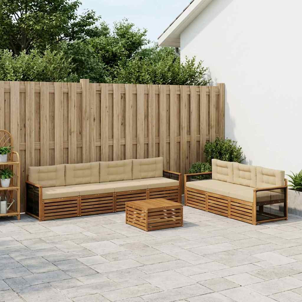 vidaXL Outdoor-Sofagarnitur mit Kissen 8 pcs Natur und Beige