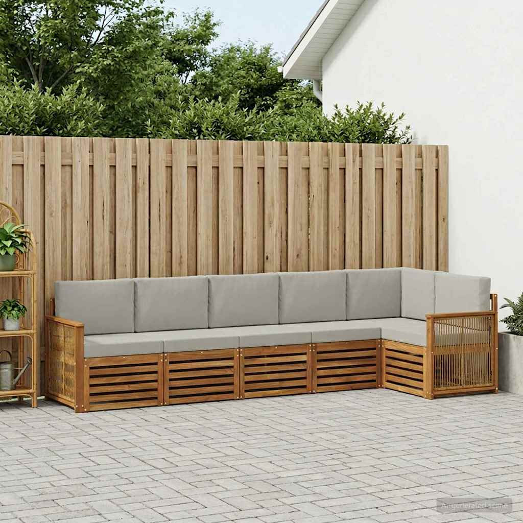 vidaXL Ecksofa Set mit Kissen 5 pcs Natürlich und Hellgrau