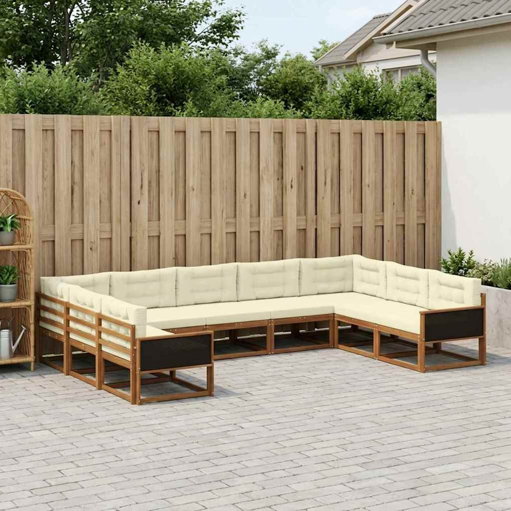 vidaXL Outdoor-Sofagarnitur mit Kissen 9 pcs Natur und Creme