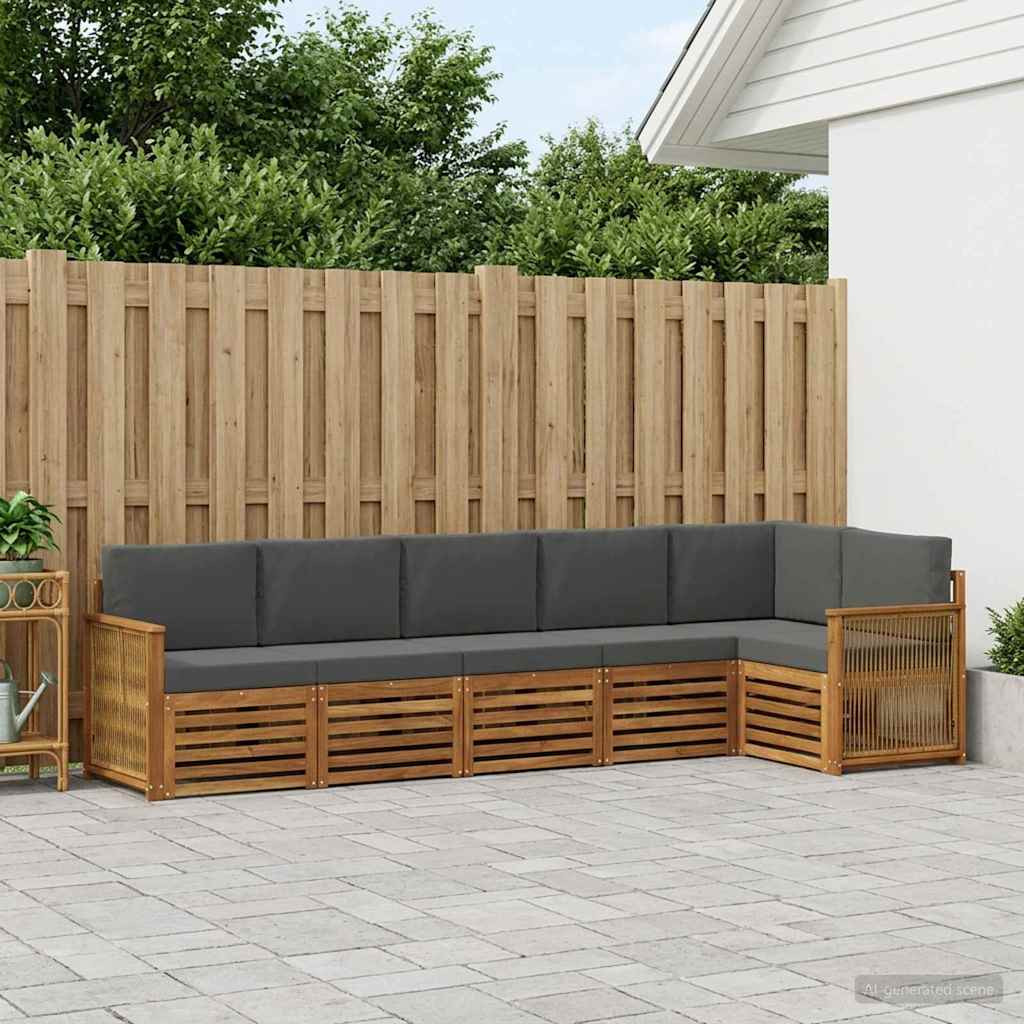 vidaXL Ecksofa Set mit Kissen 5 pcs Natur und Anthrazit