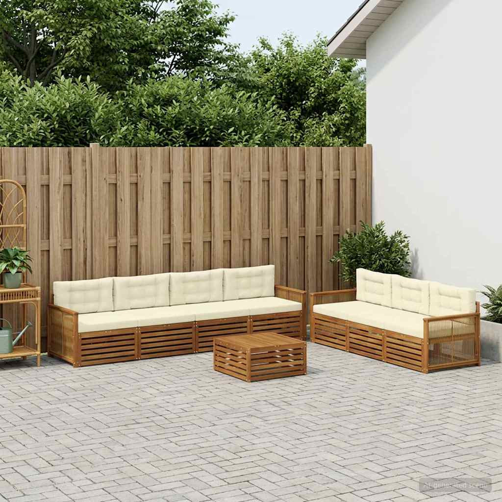 vidaXL Outdoor-Sofagarnitur mit Kissen 8 pcs Natur und Creme