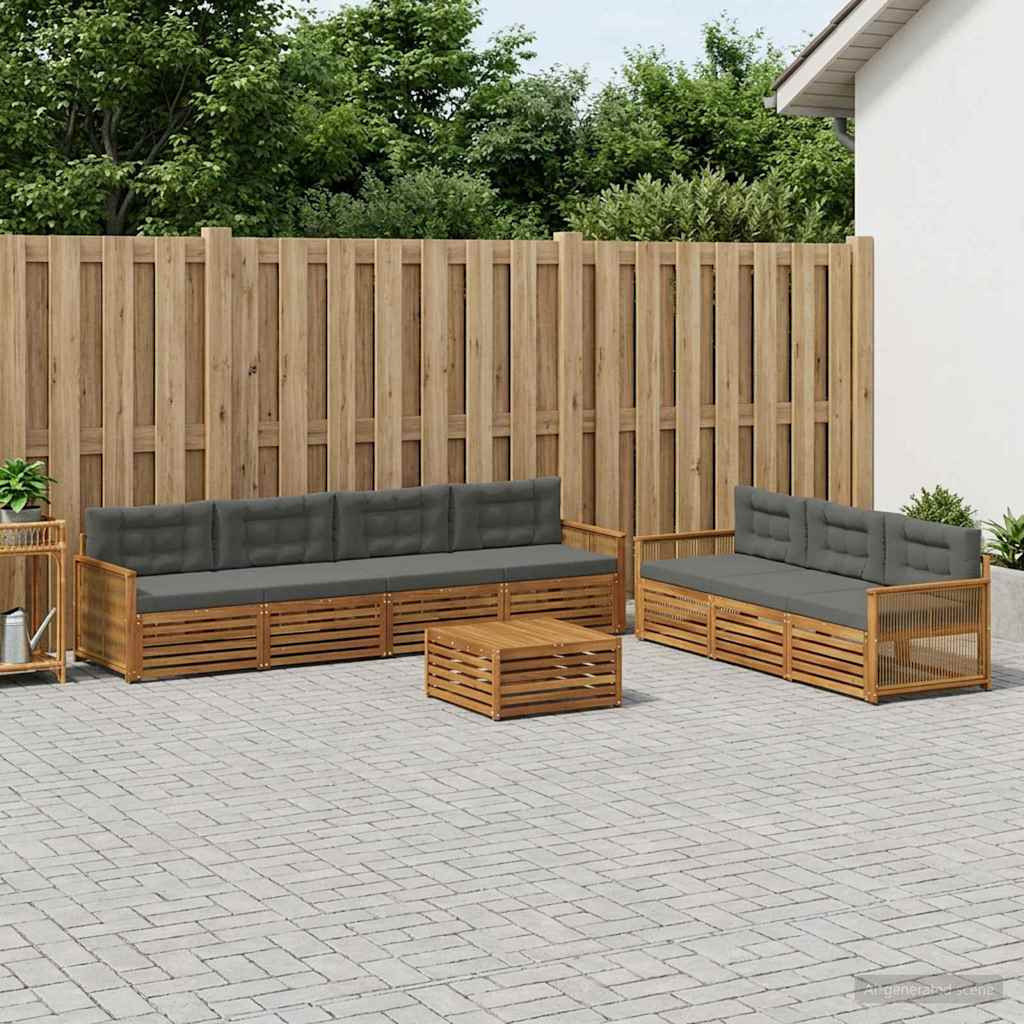 vidaXL Outdoor-Sofagarnitur mit Kissen 8 pcs Natur und Anthrazit