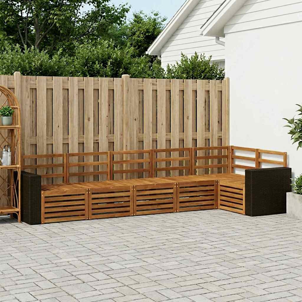 vidaXL Ecksofa Set 6 pcs Natur Massivholz Akazie