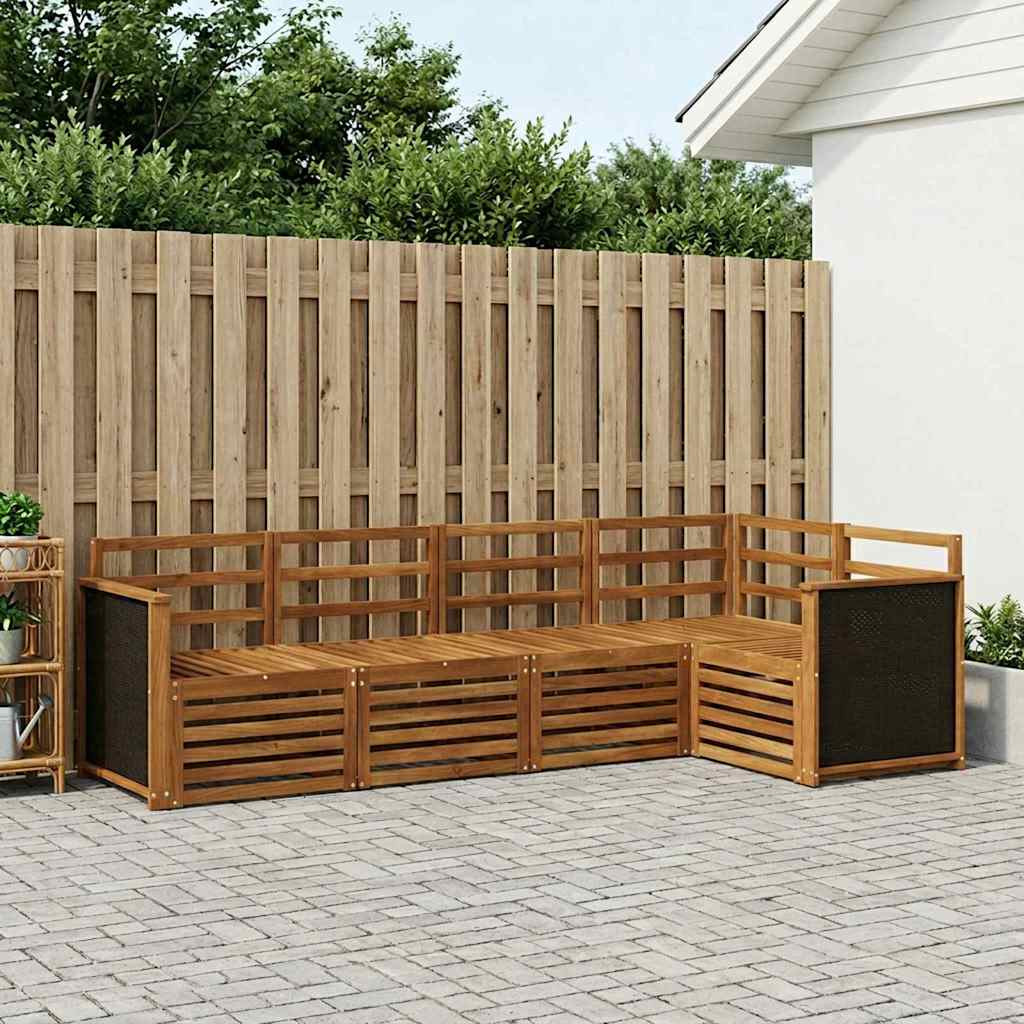 vidaXL Ecksofa Set 4 pcs Natur Massivholz Akazie